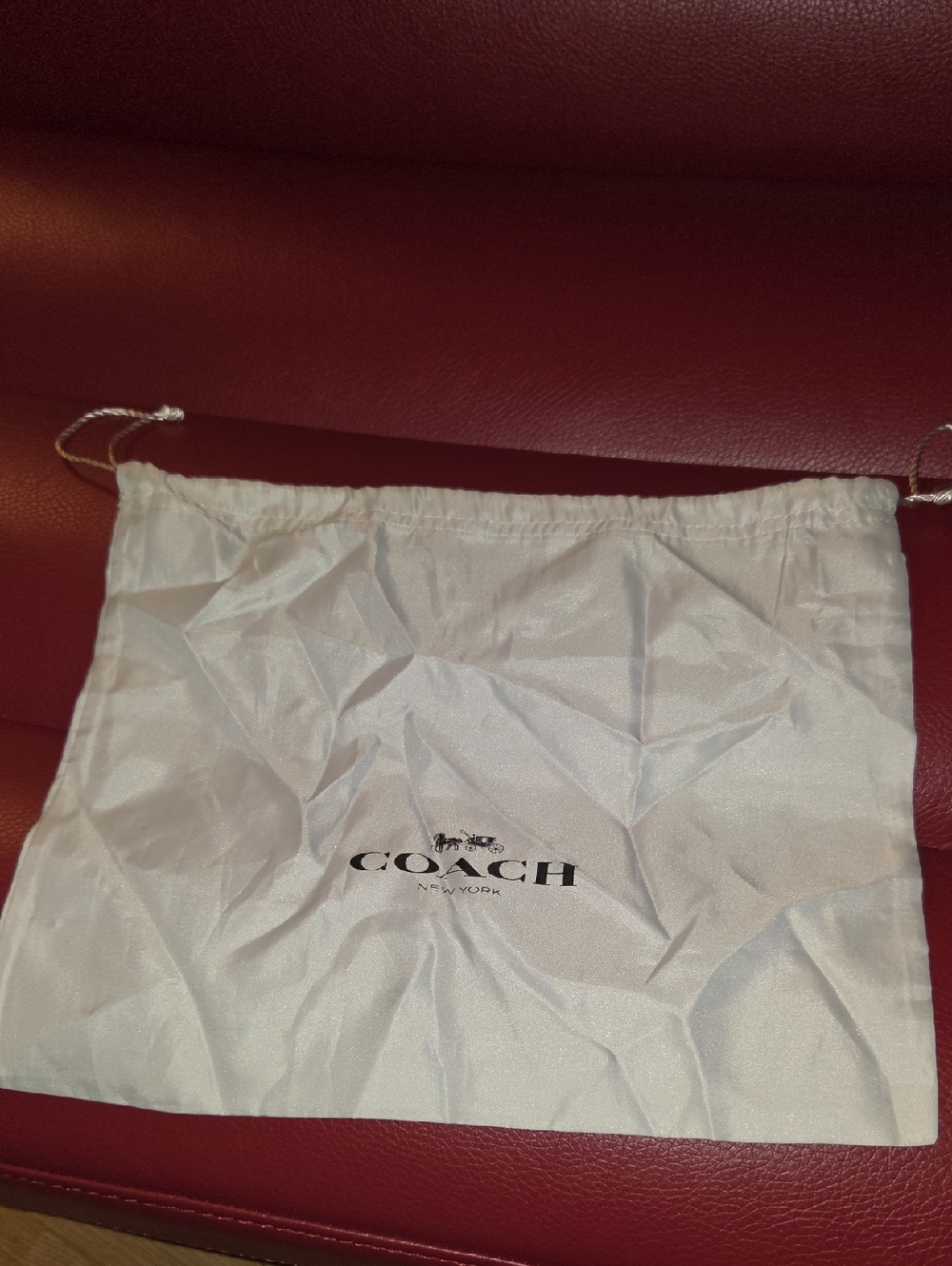 Coach White Drawstring Logo Dust Bag with Black Print